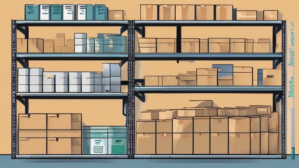 Before and after comparison of warehouse shelves
