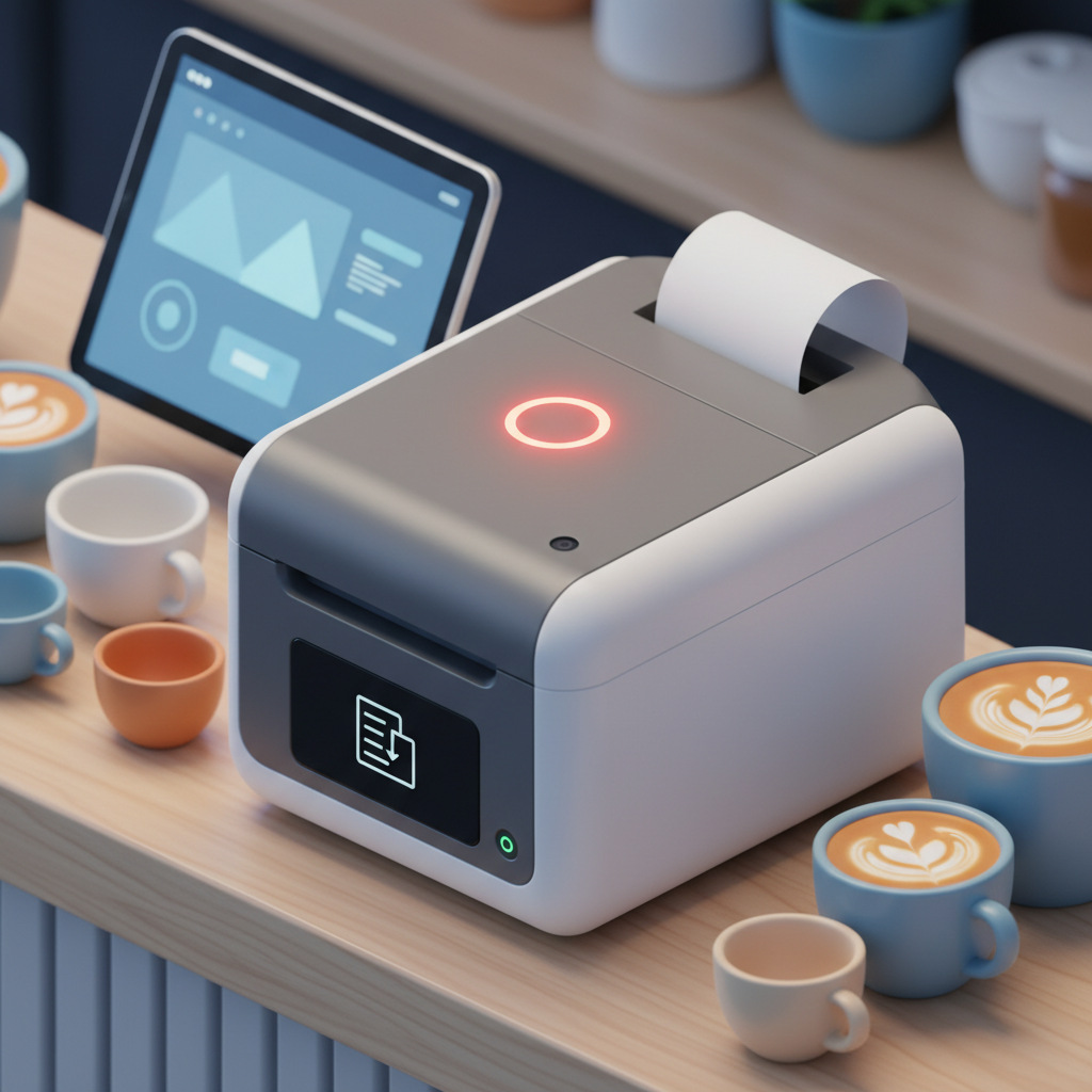 POS printer with red error light on counter