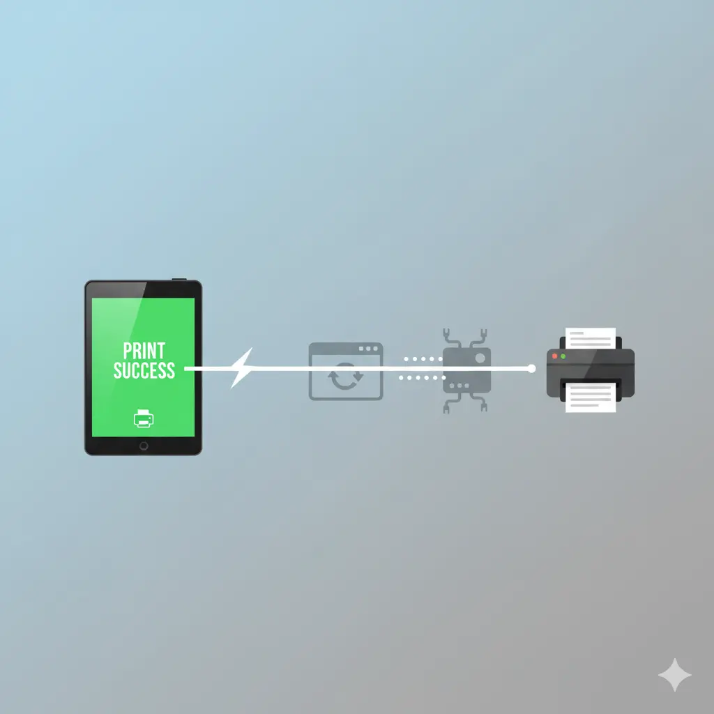 Ultraprint solution graphic demonstrating instantaneous, seamless printing from an Odoo POS device directly to a remote kitchen printer. Ultraprint solution graphic demonstrating instantaneous, seamless printing from an Odoo POS device directly to a remote kitchen printer.