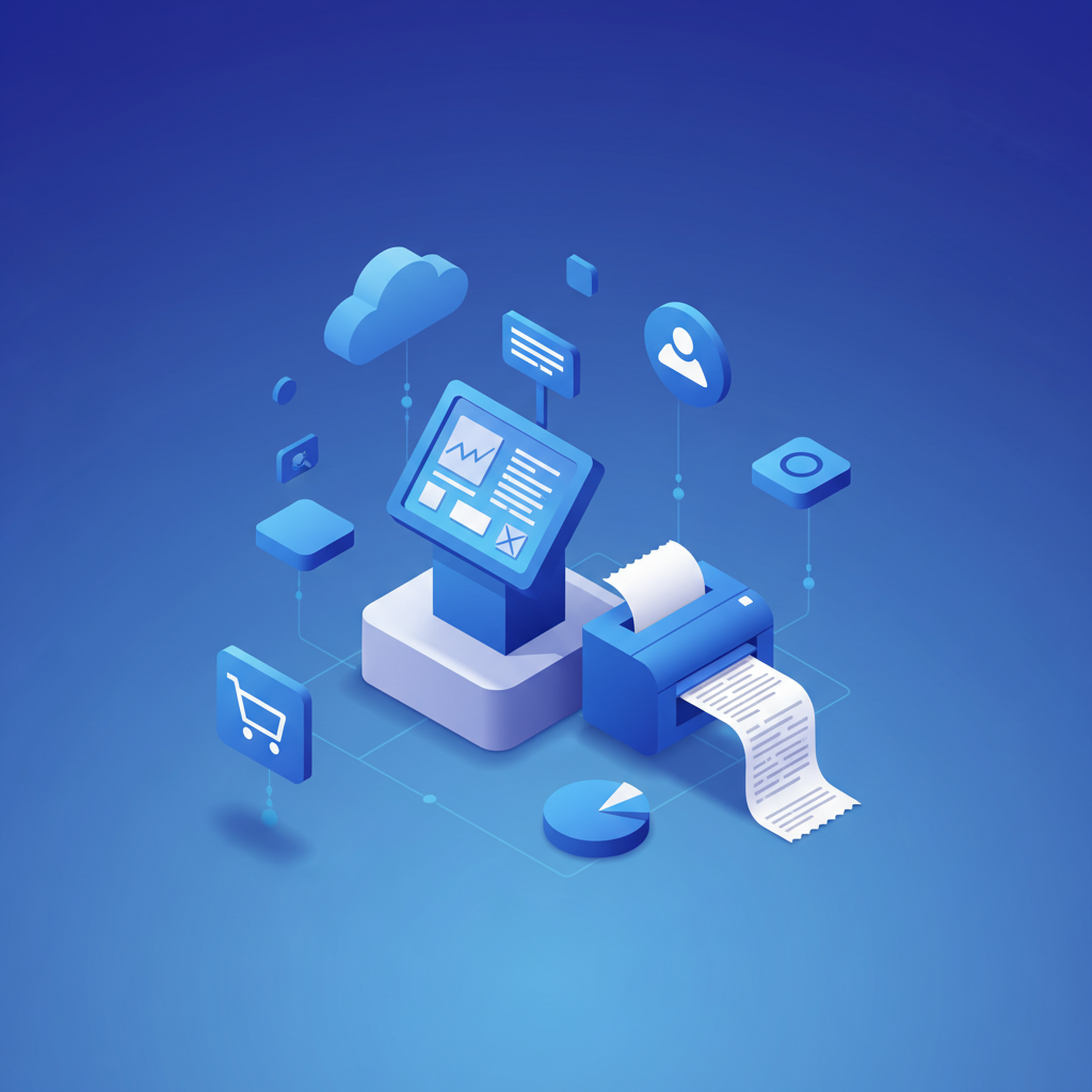 Point of sale terminal with receipt printer in a modern retail environment