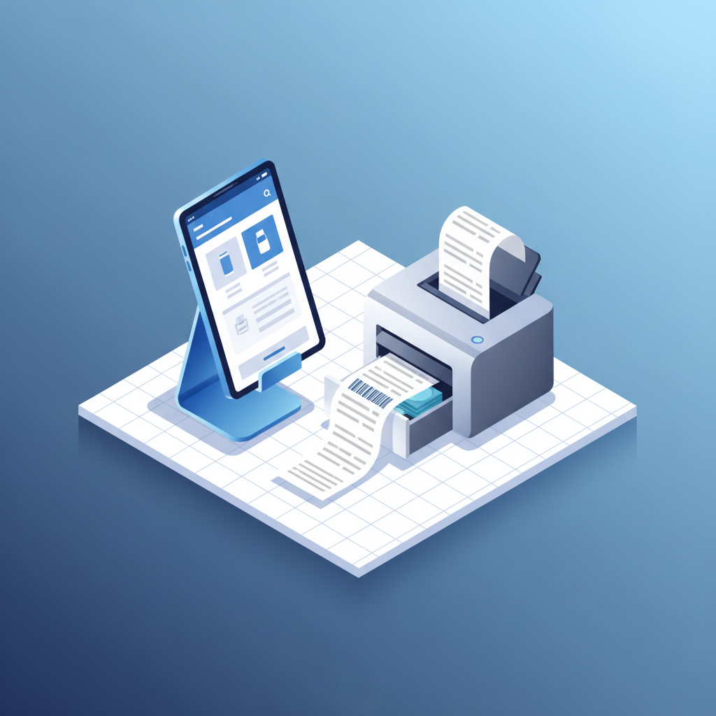 POS receipt printing setup with tablet and thermal printer