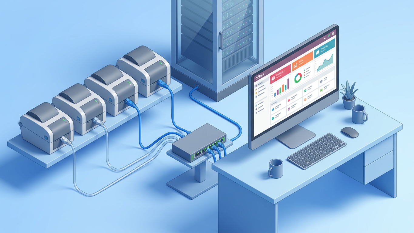 Multiple label printers connected to Odoo via network switch