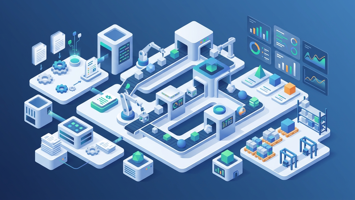 Manufacturing dashboard on tablet showing production management